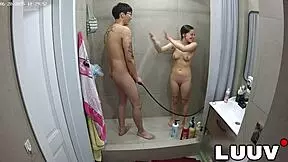 luuv xaner showers with grossy flashing great tits