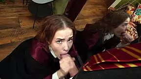 pov cosplay hermione granger redhead student deepthroats and cums