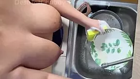 ever wonder what horny indian maid hides under apron big natural tits bounce while she washes dishes webcam tease