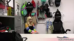 so cute skinny blonde shoplifter caught tight pussy doggy punished garage
