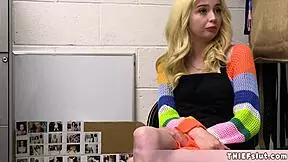 so cute skinny blonde shoplifter caught tight pussy doggy punished garage