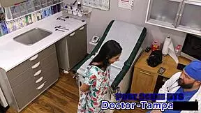 Dr. Tampa checks Misty Addams for Tampa University entrance physical