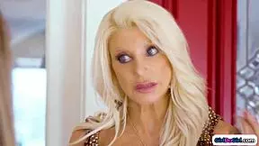 Stepmom and stepdaughter, taste this busty lawyer's pussy together?