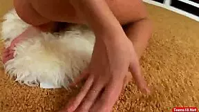 cristina fingers her tight teen pussy in solo amateur show