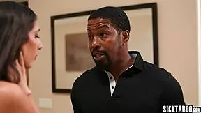 latina kneels suddenly sucks huge black cock then takes rough pounding.