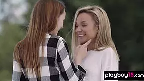 kate great strips her redhead gf outdoors petite lesbians