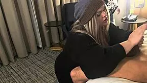 First time cucking boyfriend with fat friend's huge cock deepthroat