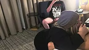 First time cucking boyfriend with fat friend's huge cock deepthroat