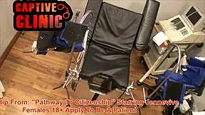 Naked latina teen patient bound in hospital gyno exam bloopers backstage😏