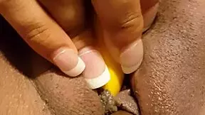 A young bbw latina girl masturbates using chocolate in a horny solo session