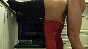 while waiting for my girlfriend i fucked her madrastra in kitchen she let me cum on ass