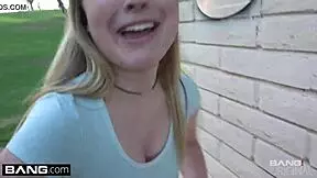 Alyssa Cole Kneels Sucking Cock Outdoors In Park