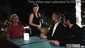 two guys revenge rail bully's petite teen stepdaughter doggystyle double penetration panties aside