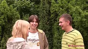 petite blonde teen dives into steamy bisexual mmf threesome with young guys