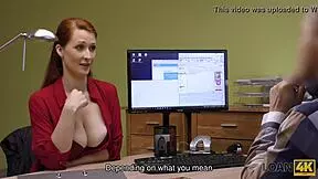 redhead czech babe licks cock in office pov for cash on hidden cam interview