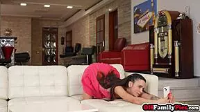 stepsis ohana petite sucks stepdad's cock perfectly then bends for doggystyle pounding, so lucky??