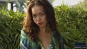 Pre-boob job kit rysha strips petite tits outdoors teasing