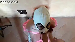 she starts in lingerie then milf blonde latina gets rough bent over doggy deepthroat creampie in fishnets heels