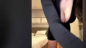 wanna see my busty stepmom's huge natural tits in stockings outdoor?