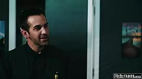 creepy janitor licks hairy teen then fucks her hard