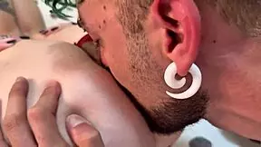 Skinny wife teases with footjob then gets pussy licked hard