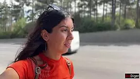 crazy girl sucks dick in bushes for huge public facial