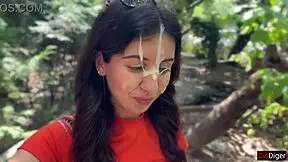 crazy girl sucks dick in bushes for huge public facial