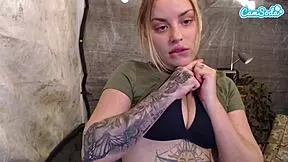 i'm so horny watching this blonde soldier finger her big tits and ass to orgasm 😩💦