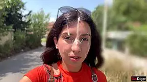 crazy girl sucks dick in bushes for huge public facial