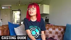 Nerdy redhead latina teen chokes on massive cock in sloppy pov deepthroat gagging