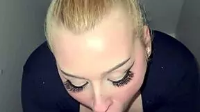 whoops accidental cumshot blastin her pretty german face after sloppy deepthroat blowjob in closet