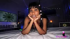 mr pov unloads cumshot on jenna foxx's lingerie after deepthroat ebony blowjob