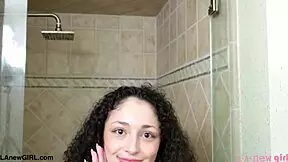 Adorable Brunette Beauty Takes Steamy Shower