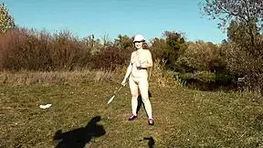 autumn the sporty cute milf frina strips naked outdoors plays badminton public doggystyle big ass natural tits pussy