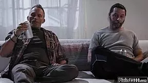 hey two old guys trick this petite teen 18+ into deepthroat monster cock domination and ass licking threesome