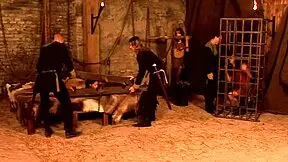 Four teens versus three huge cocks in rough anal dungeon orgy?