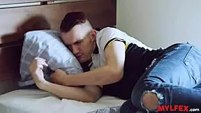 Shaved Stepmom's Wet Pussy Rides Quiet Stepson in Garage Heat