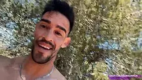 big cock bodybuilder strokes his huge meat naked on crowded public trail