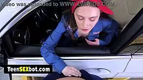 Stepdad repairs car then petite Sia Wood blows and fucks taboo style