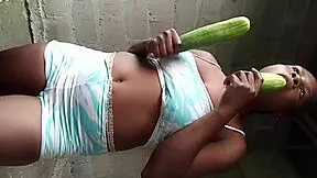 hey pretty african teen why tease that pussy with cucumber near unfinished buildings?