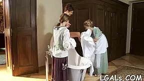 girlfriend uses fist on her partner's wet pussy and ass