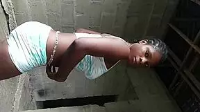 hey pretty african teen why tease that pussy with cucumber near unfinished buildings?