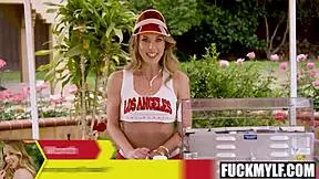 that voluptuous big titted milf millie morgan bends over at hot dog stand for wet pussy drilling by huge cock