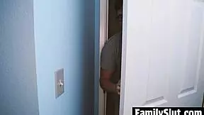 stepsis bends over tight pussy for bro's hard doggystyle pounding