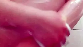 young woman showers while getting smooth waxed body