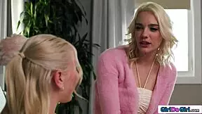 Ever wonder how that busty study buddy straps on and pounds her blonde friend?