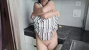 sexy indian stepsis umm bent over kitchen counter for stepbro deepthroat creampie doggystyle wait harder!!