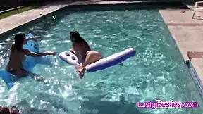wanna join this wet teen lesbian foursome? we're licking shaved pussies poolside pov 😜👭