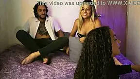 Girlfriend invites friend for movies but i rip clothes and fuck her tight wet pussy behind her back