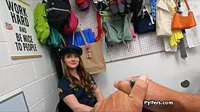 busted in fake cop uniform stealing 😏 now give me that office blowjob 👮‍♀️💦